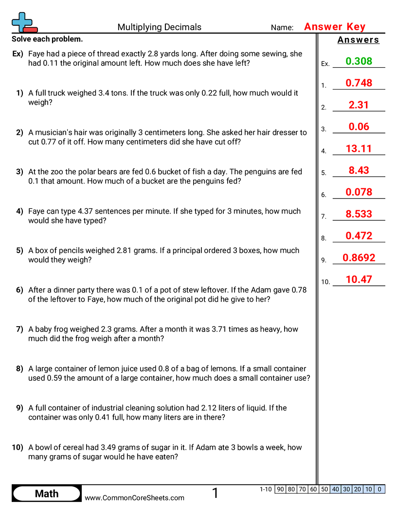 multiplying decimals worksheets pdf