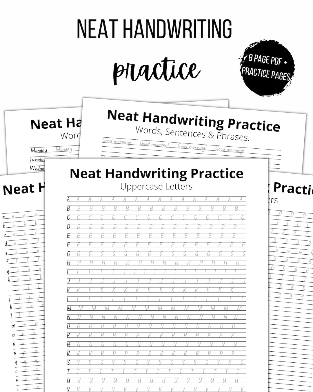 Neat Handwriting Practice Sheets Adult Handlettering Workbook digital Download Etsy Neat Handwriting Practice Sheets Adult Handlettering Workbook digital Download Etsy