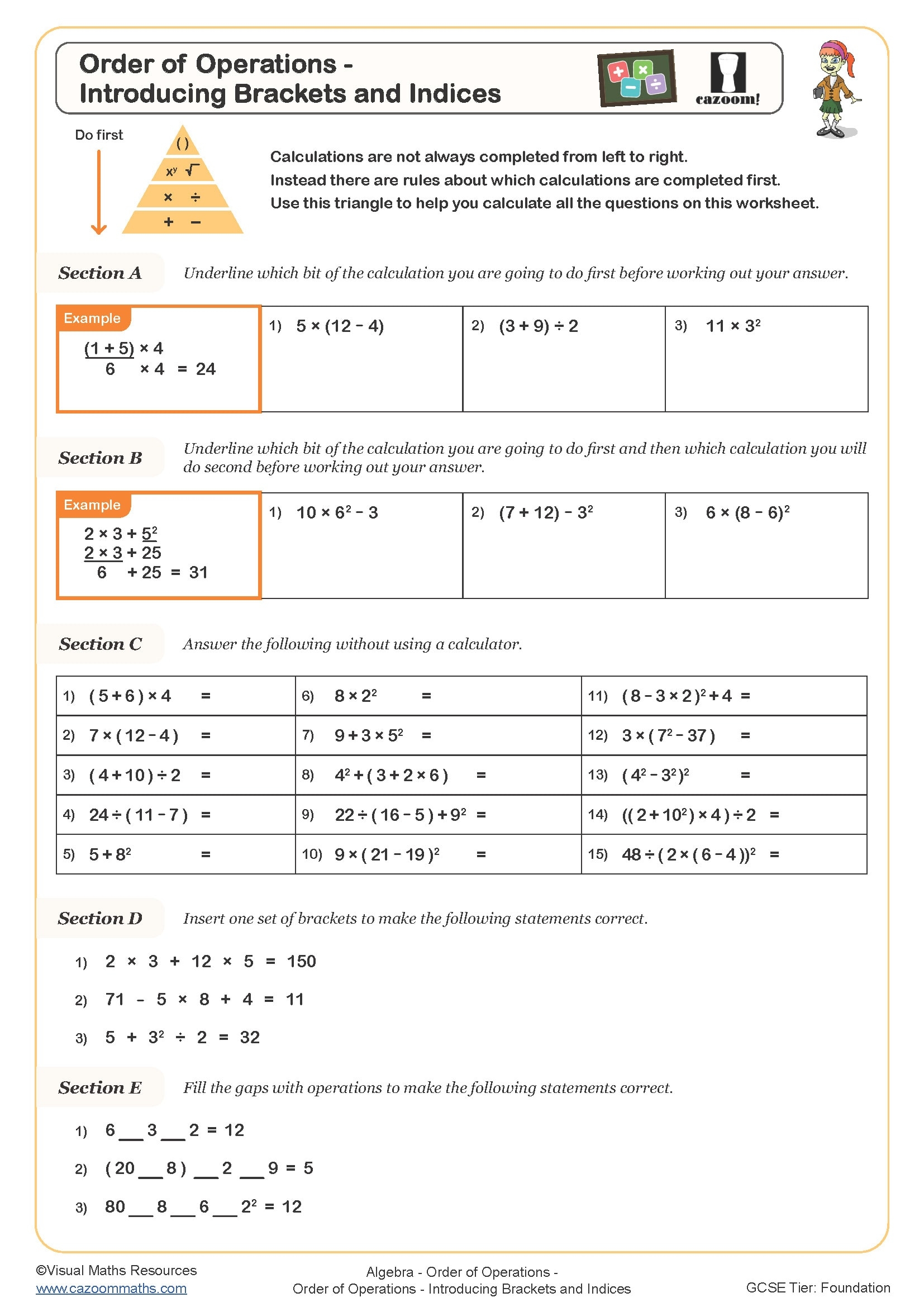 Order Of Operations Multiplication Division Addition And Subtraction Worksheet Fun And Engaging PDF Worksheets