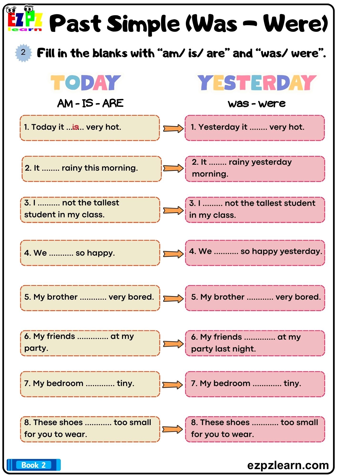 Past Simple Tense Was And Were Fill In The Blanks Grammar Worksheet Bk1 Downloadable PDF Ezpzlearn Past Simple Tense Was And Were Fill In The Blanks Grammar Worksheet Bk1 Downloadable PDF Ezpzlearn