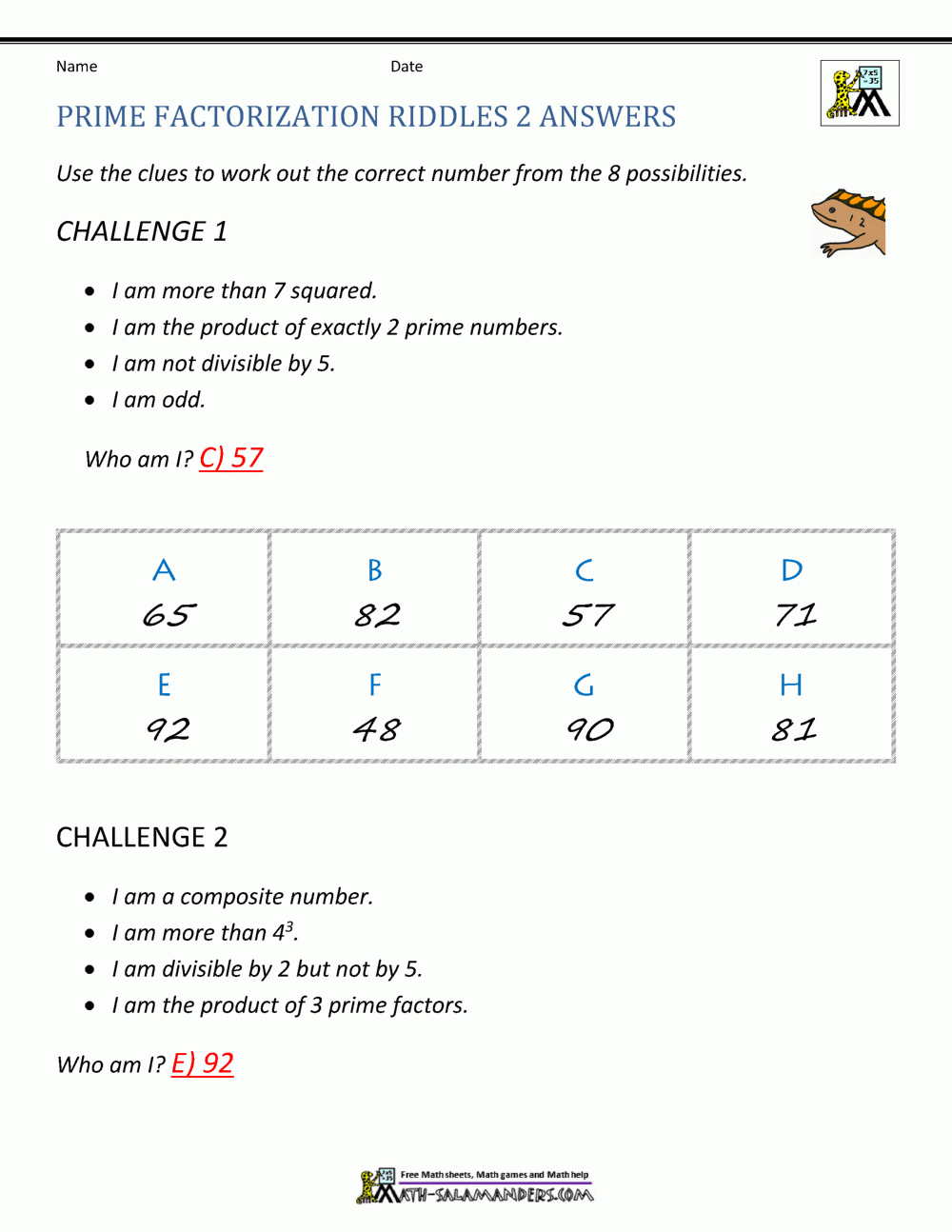 prime factorization worksheet pdf