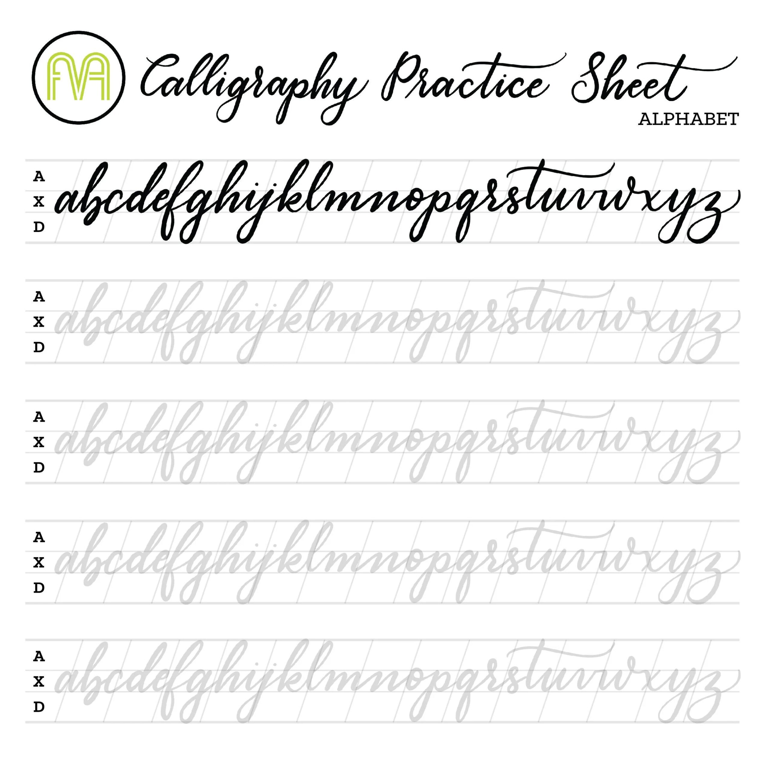 Printable Calligraphy Practice Sheets Printable Study Planner Printable Calligraphy Practice Sheets Printable Study Planner