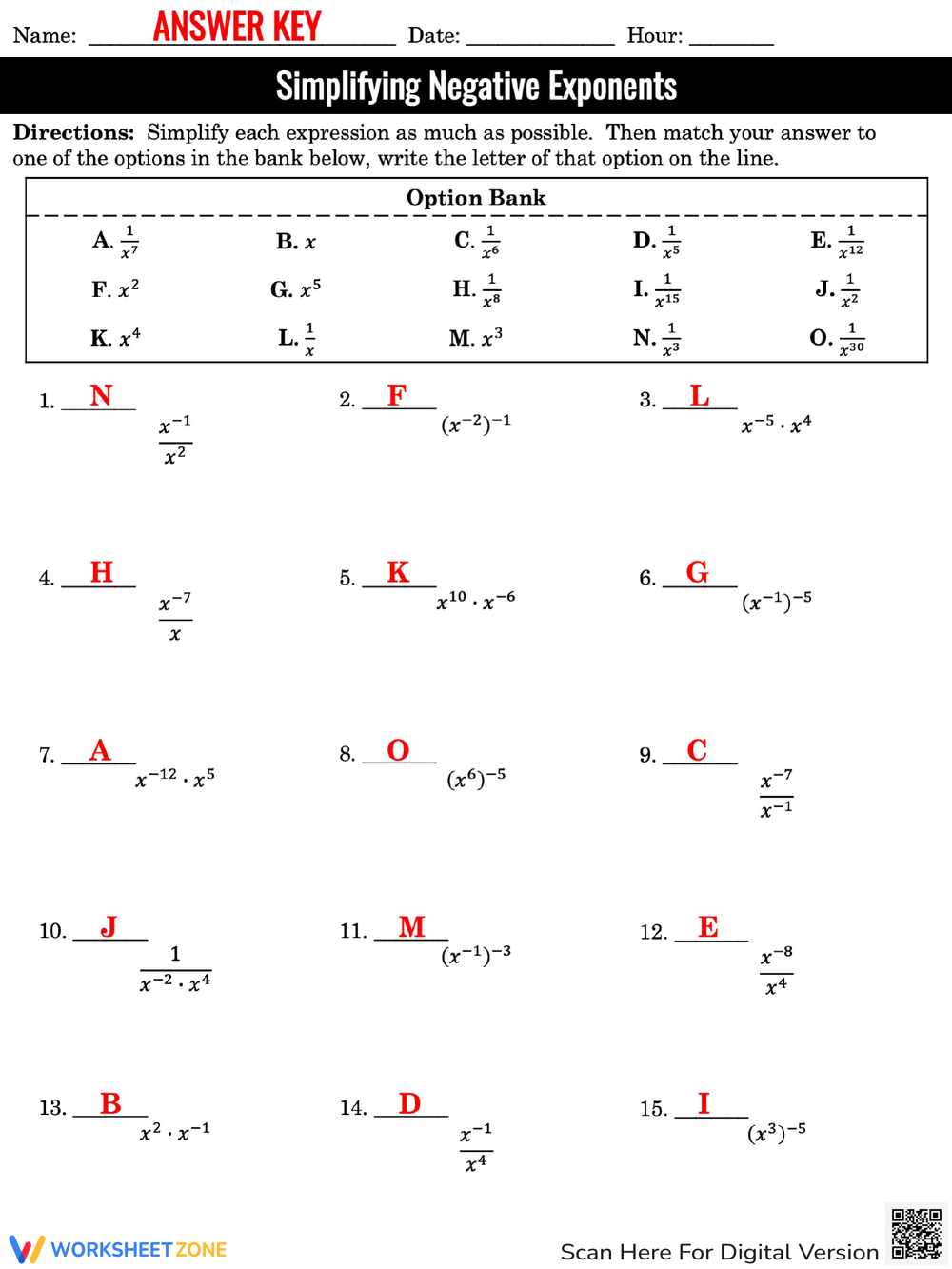 exponent worksheet pdf