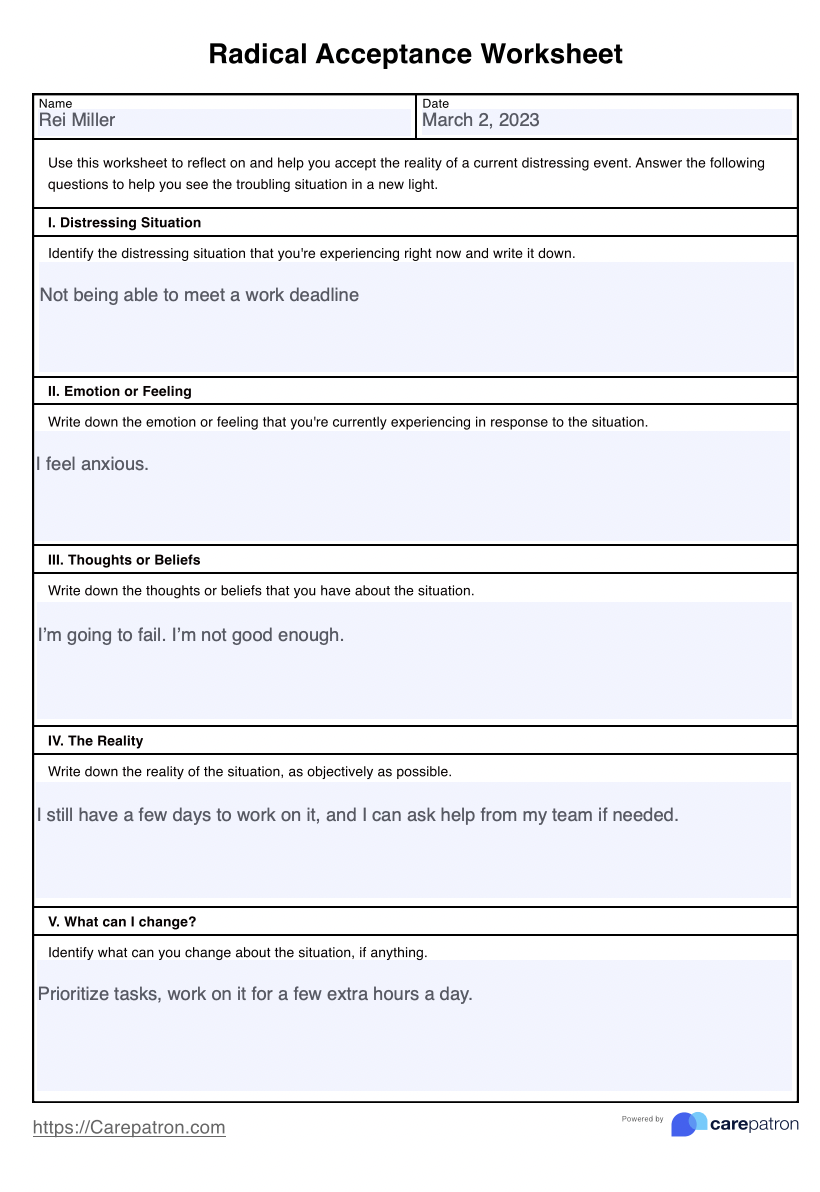 Radical Acceptance Examples Worksheet Therapist Aid Worksheets Library