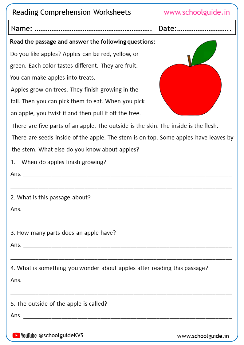 reading comprehension worksheets pdf