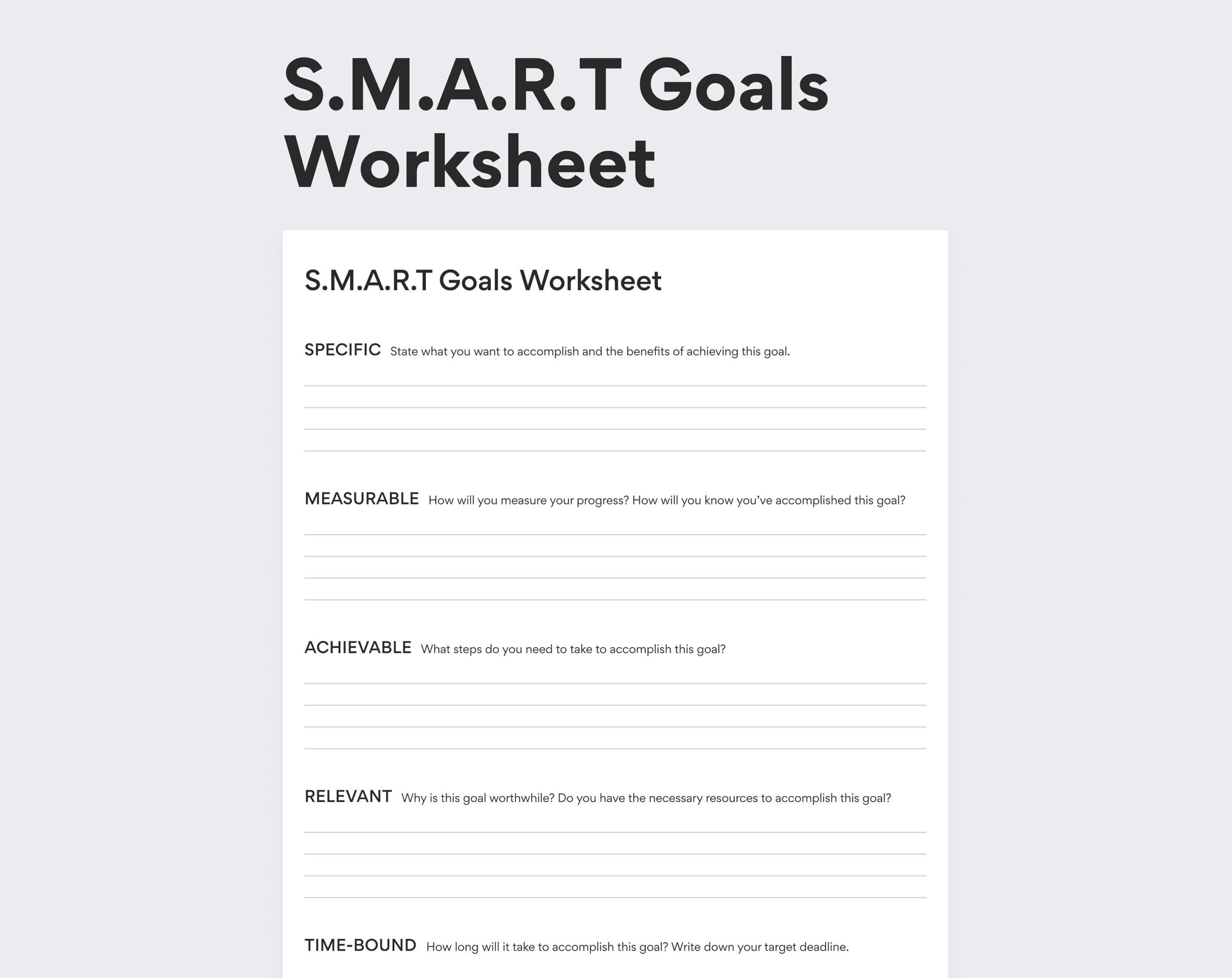 S M A R T Goals Planner Goal Setting Worksheet Printable Goal Planning Sheet PDF Printable DIGITAL DOWNLOAD Etsy