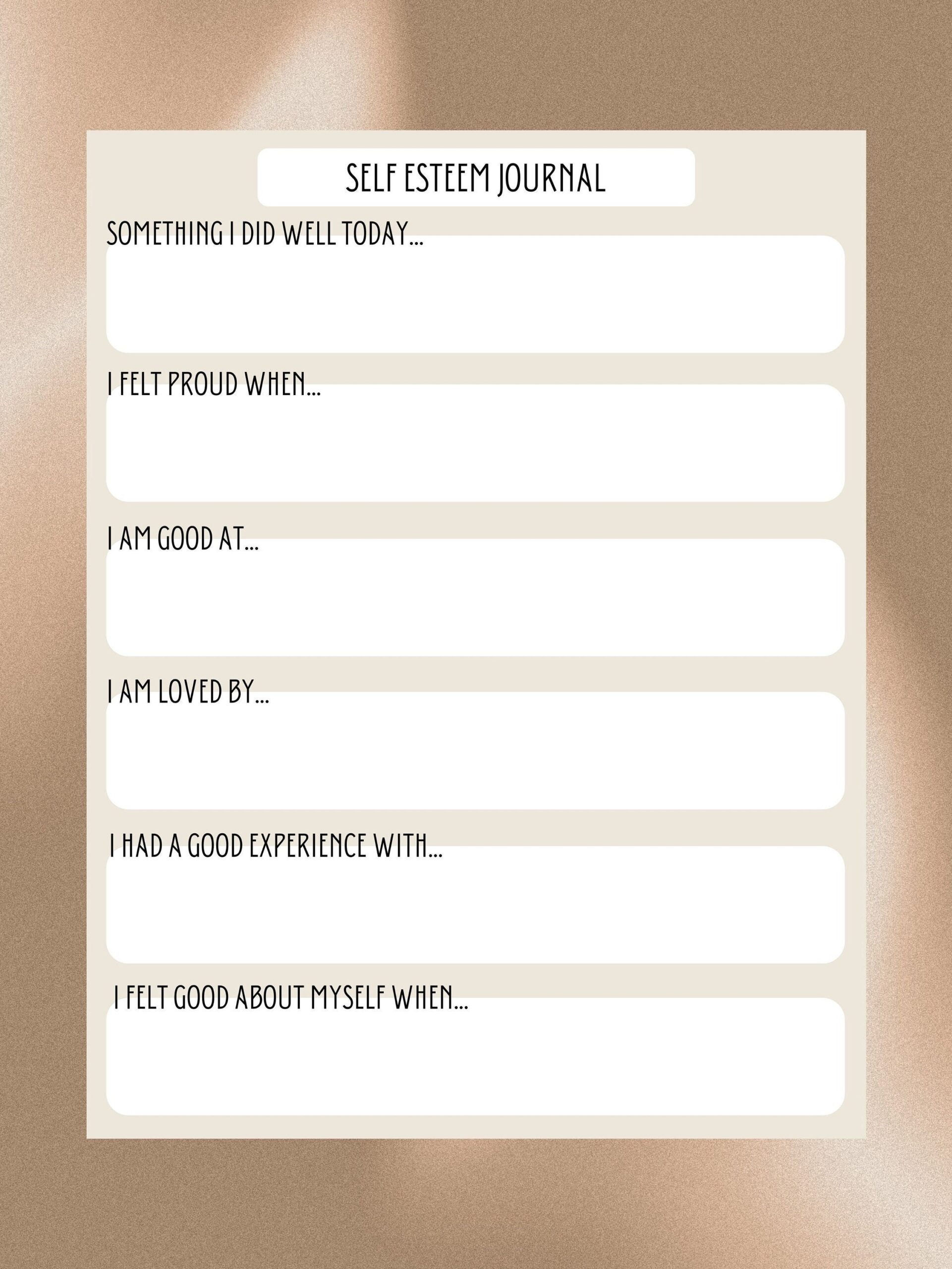 self esteem worksheets for adults pdf