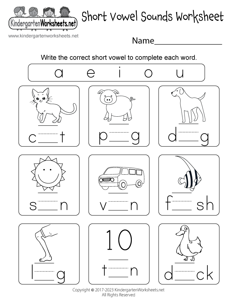 Short Vowel Sounds Worksheet Free Printable PDF