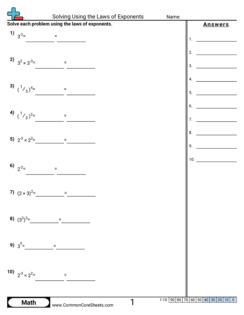 exponents pdf worksheet exponents pdf worksheet