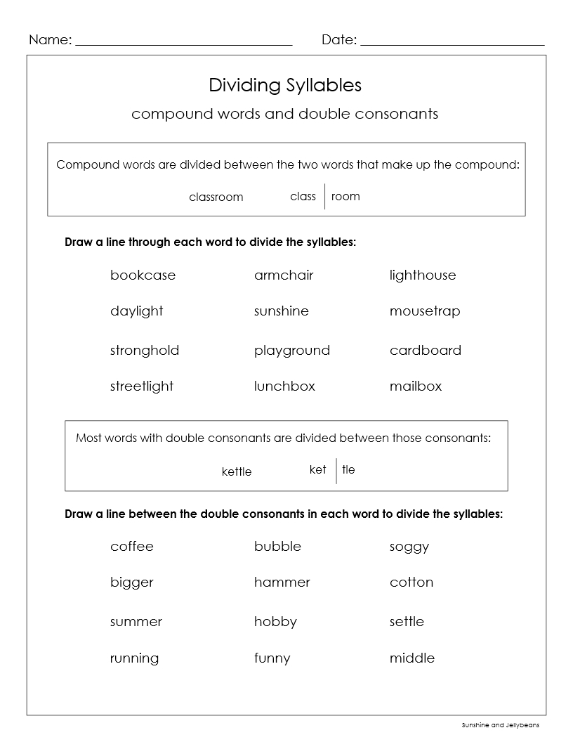 4th grade syllable worksheets pdf 4th grade syllable worksheets pdf
