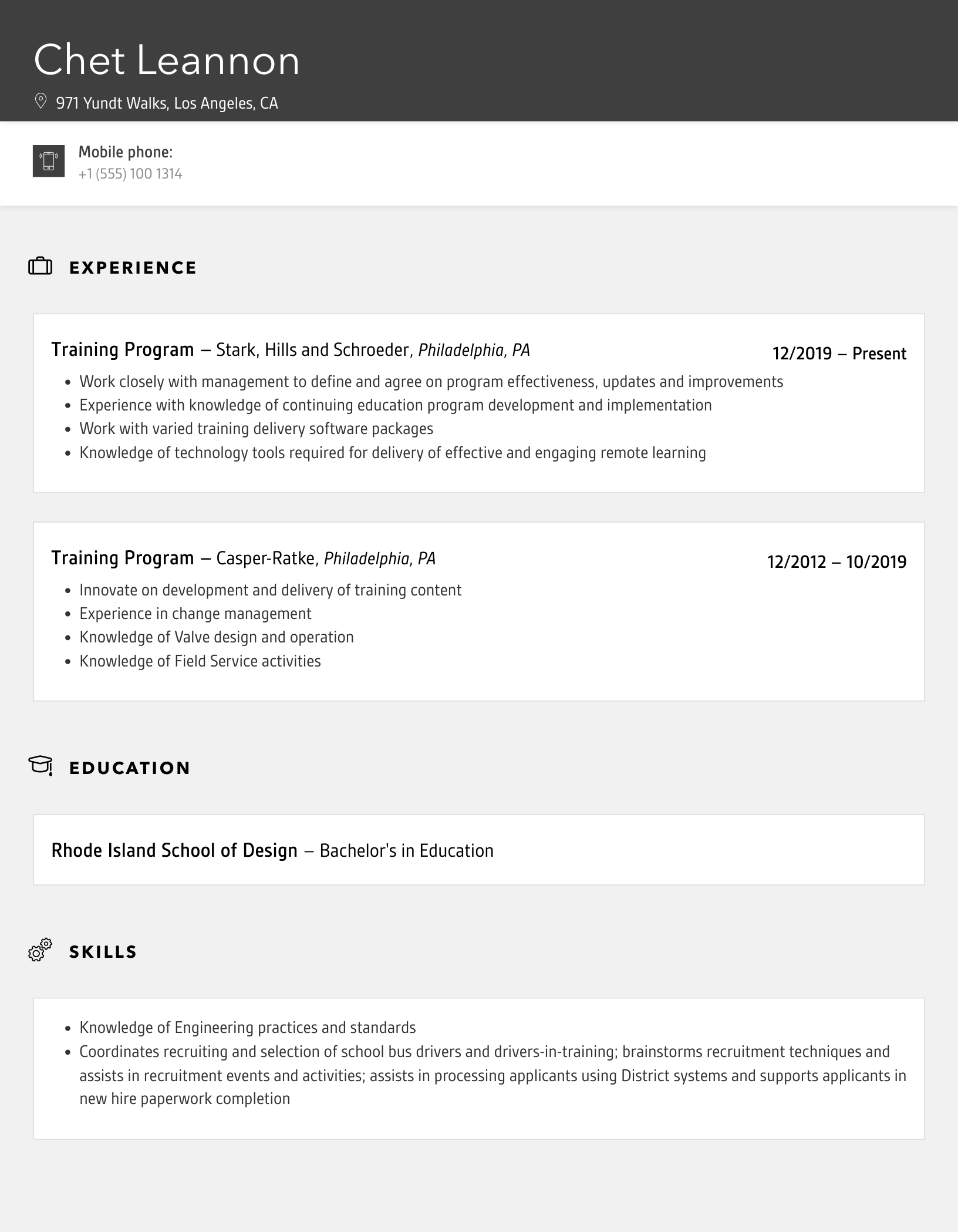Training Program Resume Samples Velvet Jobs