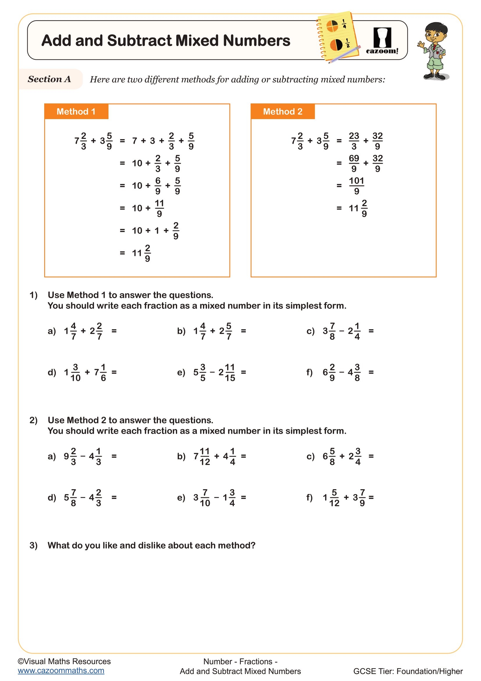 fractions worksheets with answers pdf