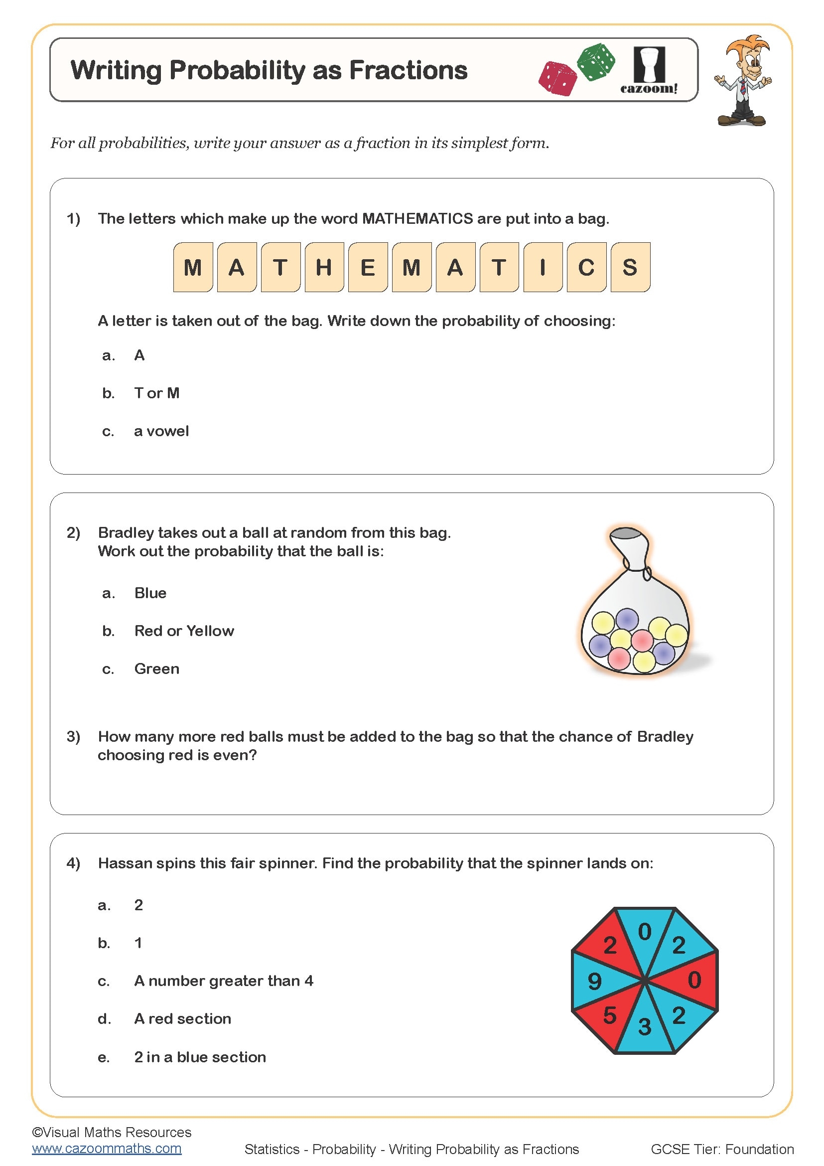 Year 7 Probability Worksheets With Answers KS3 Year 7 Probability Worksheets With Answers KS3
